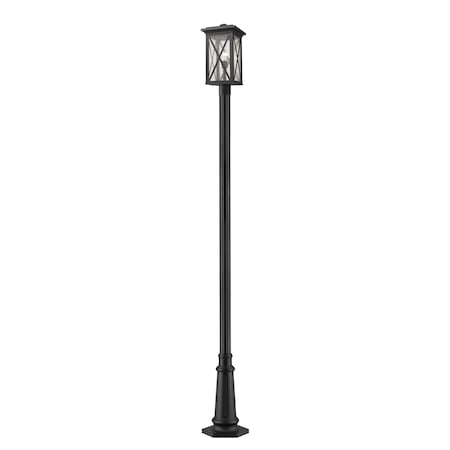 Brookside 1 Light Outdoor Post Mounted Fixture, Black And Clear Seedy